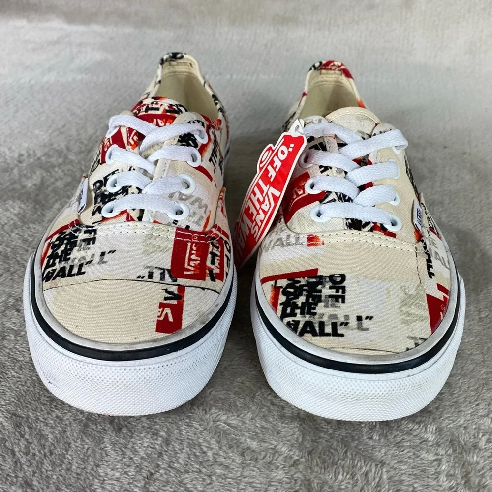 Vans Authentic Packing Tape Shoes Men 7.5 Women 9 White Black Canvas Sneaker NEW - Picture 5 of 10